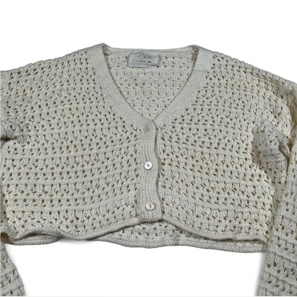Zara Girl Size 13-14 Button‎ Up Open Knit Crochet Cardigan Fits Women’s S Boho